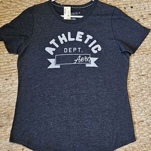 Aeropostale Black Tee with Grey and White Lettering - Sz XL